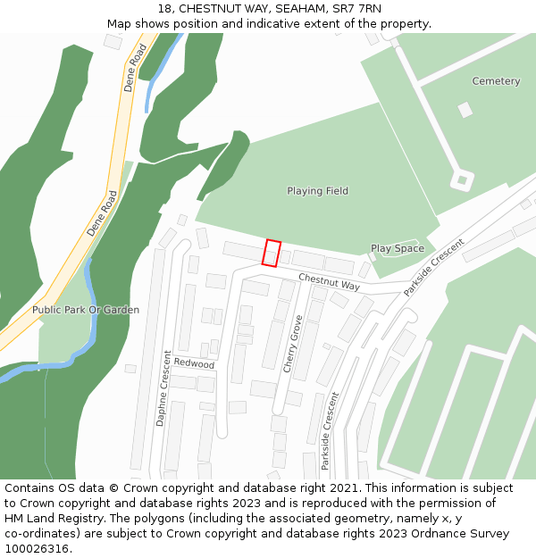 18, CHESTNUT WAY, SEAHAM, SR7 7RN: Location map and indicative extent of plot