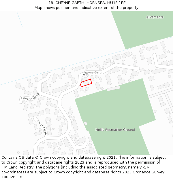 18, CHEYNE GARTH, HORNSEA, HU18 1BF: Location map and indicative extent of plot
