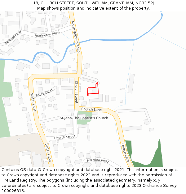 18, CHURCH STREET, SOUTH WITHAM, GRANTHAM, NG33 5PJ: Location map and indicative extent of plot