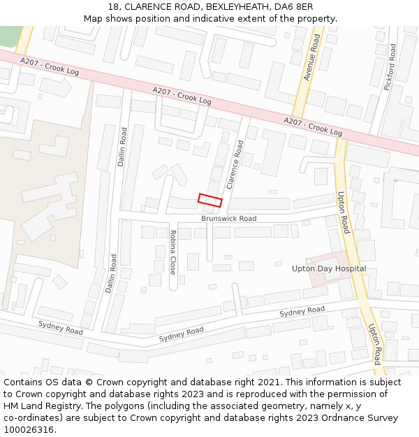 18, CLARENCE ROAD, BEXLEYHEATH, DA6 8ER: Location map and indicative extent of plot