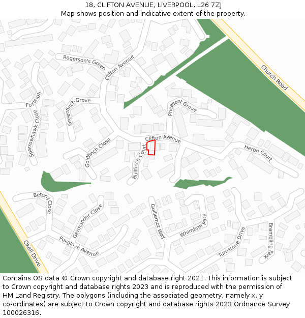 18, CLIFTON AVENUE, LIVERPOOL, L26 7ZJ: Location map and indicative extent of plot