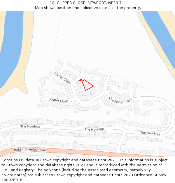 18, CLIPPER CLOSE, NEWPORT, NP19 7LL: Location map and indicative extent of plot