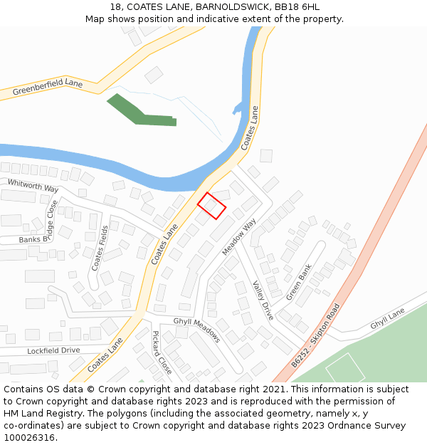 18, COATES LANE, BARNOLDSWICK, BB18 6HL: Location map and indicative extent of plot