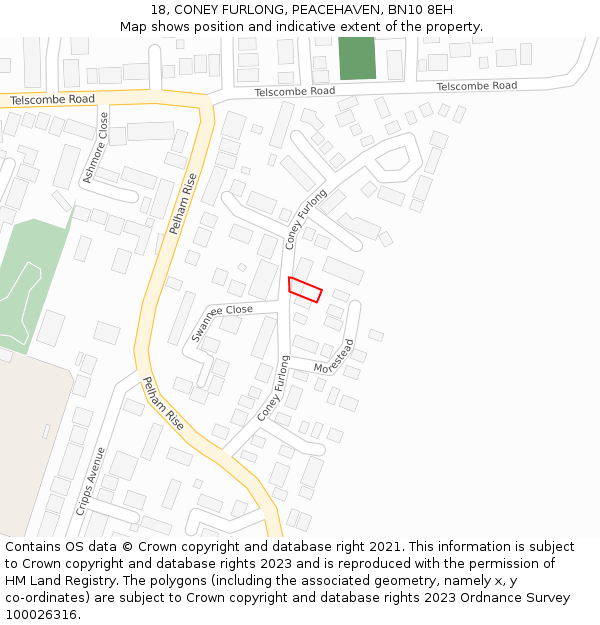 18, CONEY FURLONG, PEACEHAVEN, BN10 8EH: Location map and indicative extent of plot