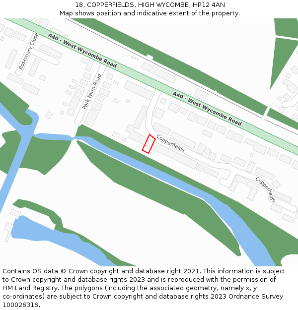 18, COPPERFIELDS, HIGH WYCOMBE, HP12 4AN: Location map and indicative extent of plot