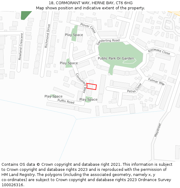 18, CORMORANT WAY, HERNE BAY, CT6 6HG: Location map and indicative extent of plot