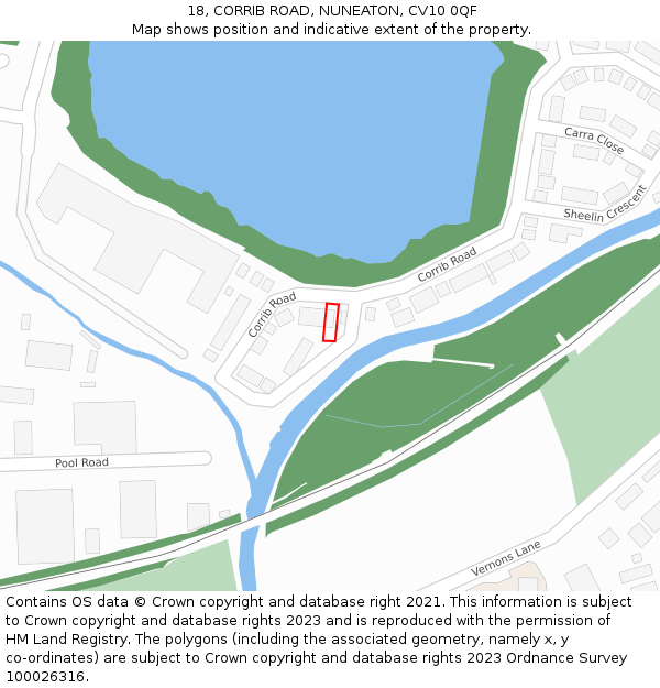 18, CORRIB ROAD, NUNEATON, CV10 0QF: Location map and indicative extent of plot