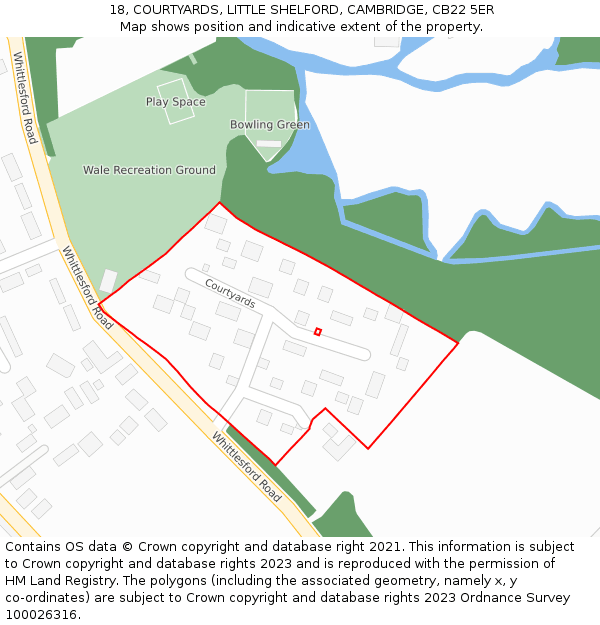 18, COURTYARDS, LITTLE SHELFORD, CAMBRIDGE, CB22 5ER: Location map and indicative extent of plot