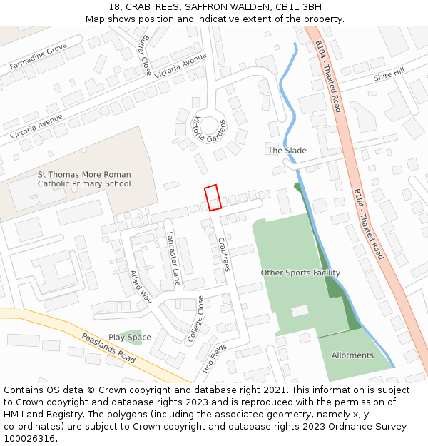 18, CRABTREES, SAFFRON WALDEN, CB11 3BH: Location map and indicative extent of plot