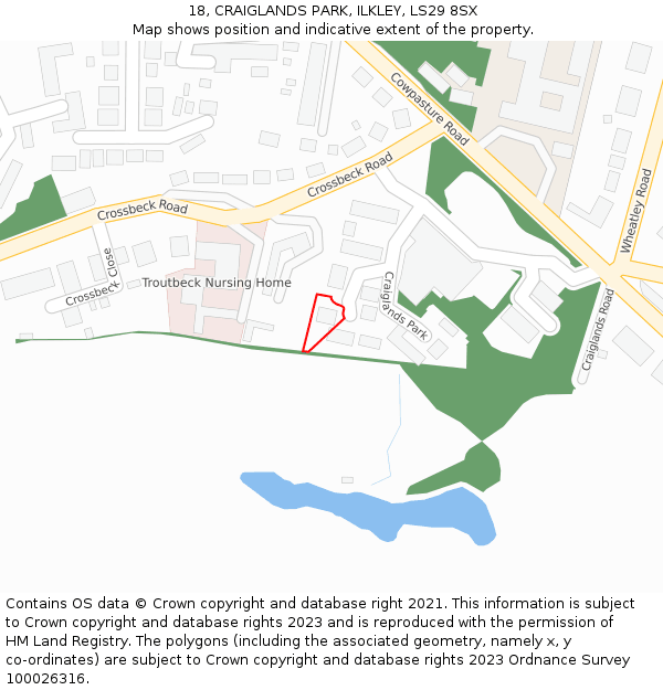 18, CRAIGLANDS PARK, ILKLEY, LS29 8SX: Location map and indicative extent of plot