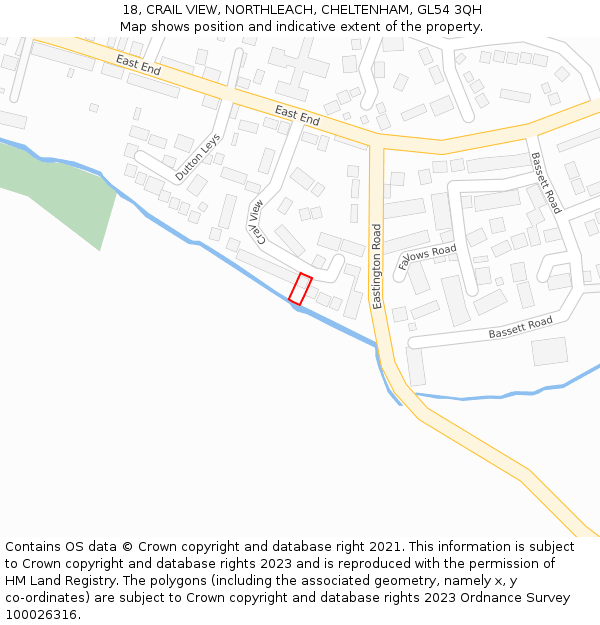 18, CRAIL VIEW, NORTHLEACH, CHELTENHAM, GL54 3QH: Location map and indicative extent of plot