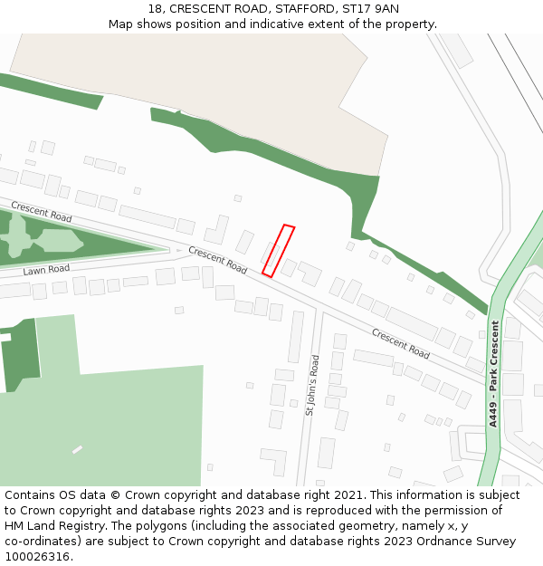 18, CRESCENT ROAD, STAFFORD, ST17 9AN: Location map and indicative extent of plot