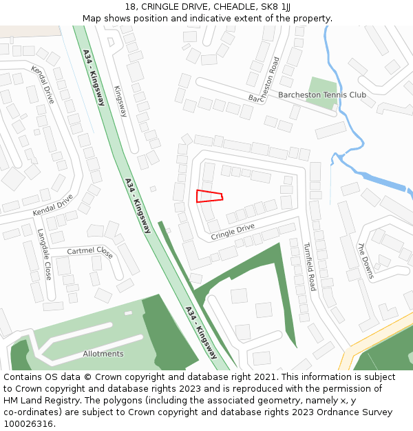 18, CRINGLE DRIVE, CHEADLE, SK8 1JJ: Location map and indicative extent of plot