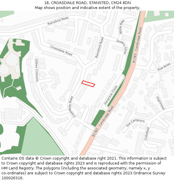 18, CROASDAILE ROAD, STANSTED, CM24 8DN: Location map and indicative extent of plot