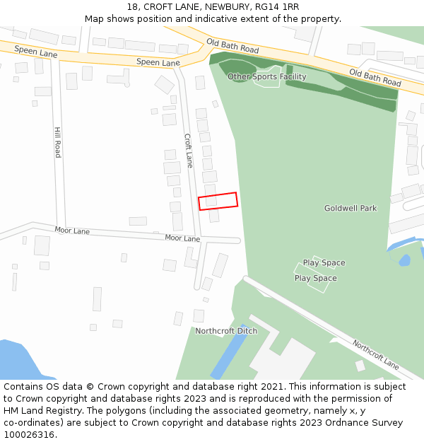 18, CROFT LANE, NEWBURY, RG14 1RR: Location map and indicative extent of plot