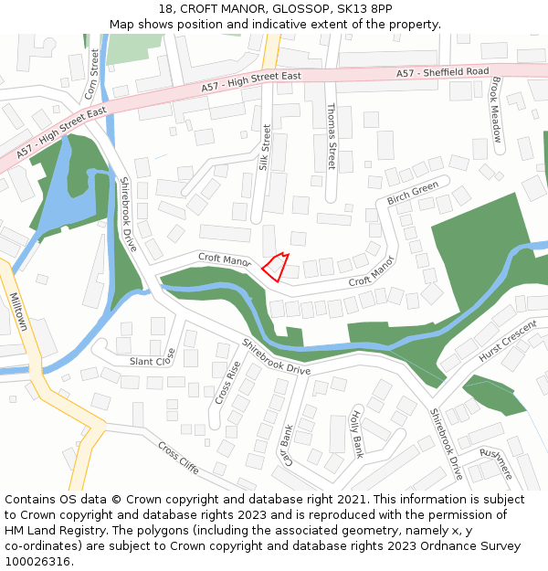 18, CROFT MANOR, GLOSSOP, SK13 8PP: Location map and indicative extent of plot