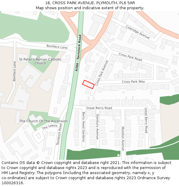 18, CROSS PARK AVENUE, PLYMOUTH, PL6 5AR: Location map and indicative extent of plot