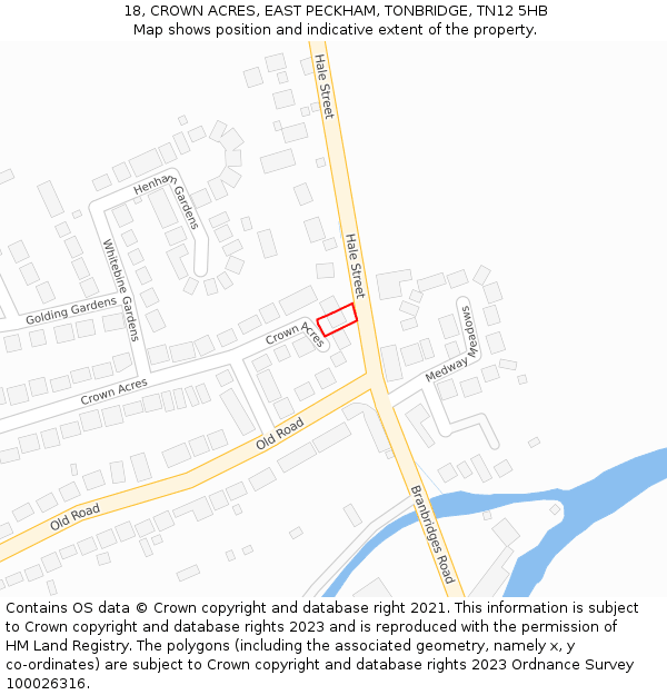 18, CROWN ACRES, EAST PECKHAM, TONBRIDGE, TN12 5HB: Location map and indicative extent of plot