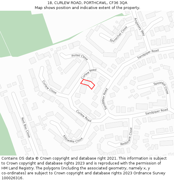 18, CURLEW ROAD, PORTHCAWL, CF36 3QA: Location map and indicative extent of plot