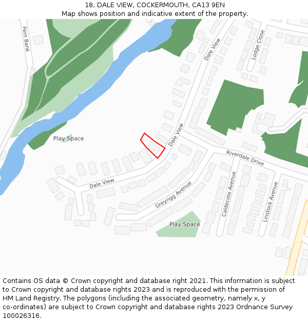 18, DALE VIEW, COCKERMOUTH, CA13 9EN: Location map and indicative extent of plot