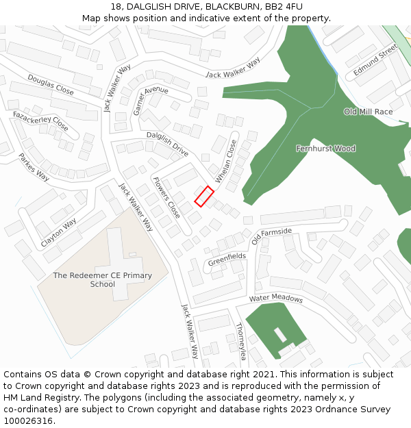 18, DALGLISH DRIVE, BLACKBURN, BB2 4FU: Location map and indicative extent of plot