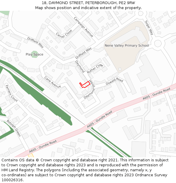 18, DAYMOND STREET, PETERBOROUGH, PE2 9RW: Location map and indicative extent of plot