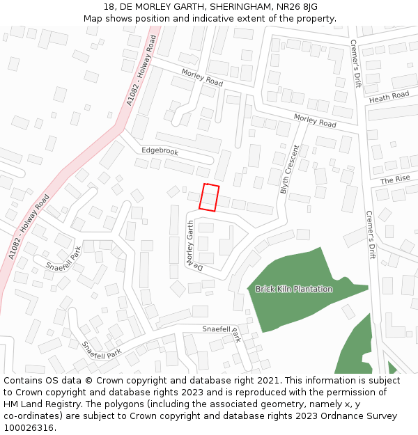 18, DE MORLEY GARTH, SHERINGHAM, NR26 8JG: Location map and indicative extent of plot