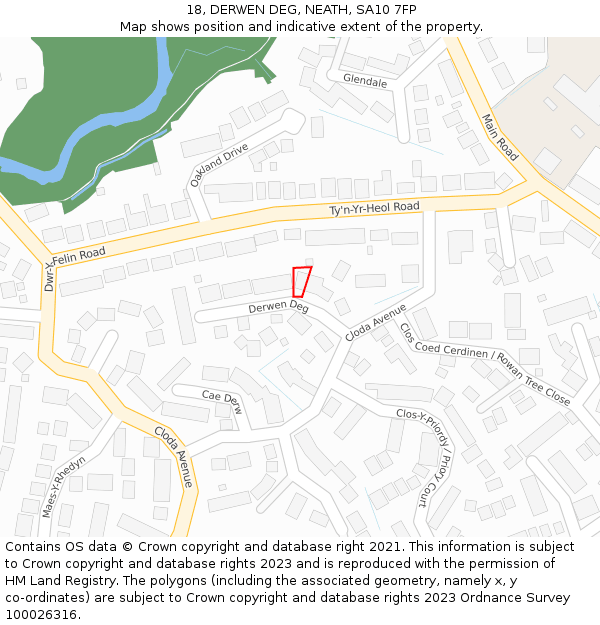 18, DERWEN DEG, NEATH, SA10 7FP: Location map and indicative extent of plot