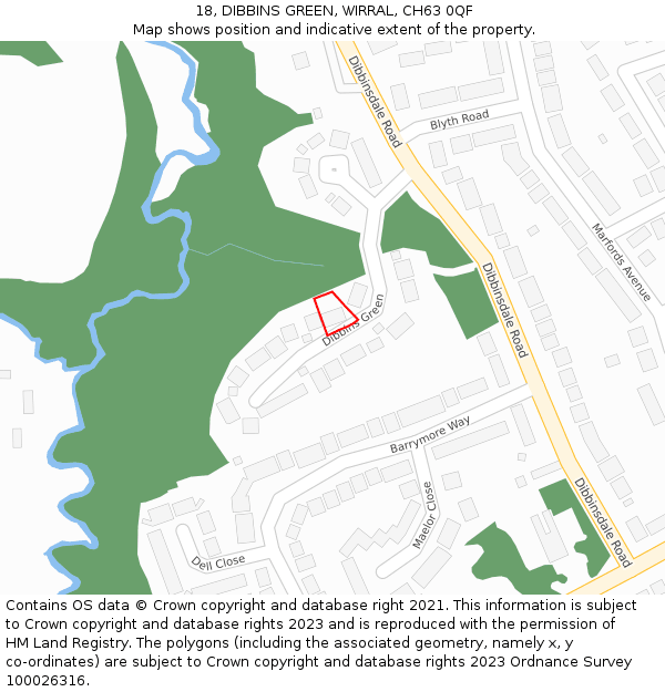 18, DIBBINS GREEN, WIRRAL, CH63 0QF: Location map and indicative extent of plot