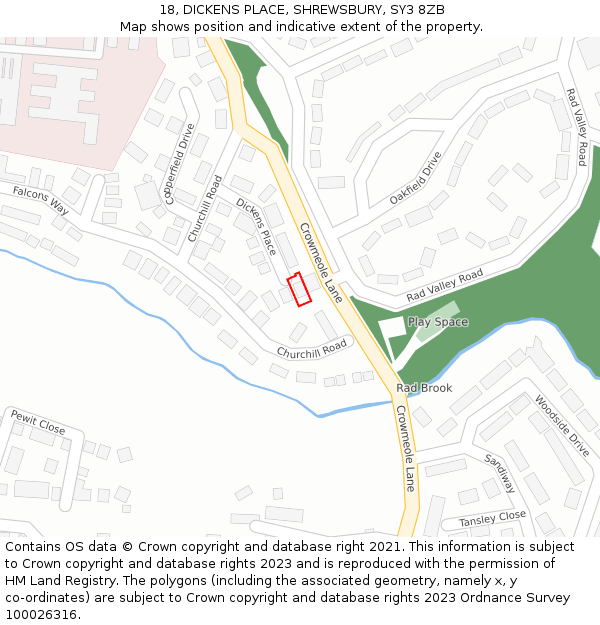 18, DICKENS PLACE, SHREWSBURY, SY3 8ZB: Location map and indicative extent of plot