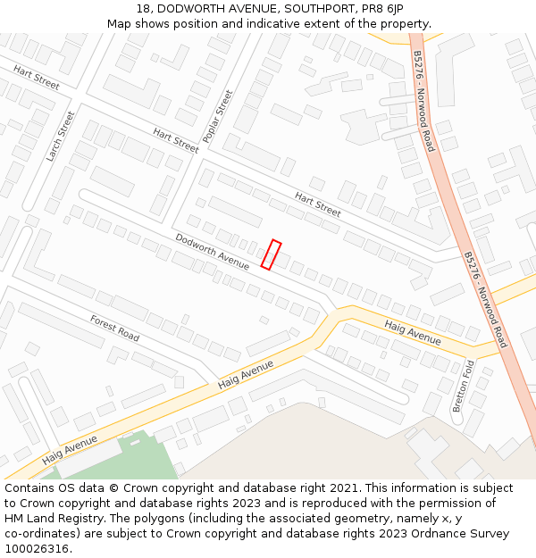 18, DODWORTH AVENUE, SOUTHPORT, PR8 6JP: Location map and indicative extent of plot