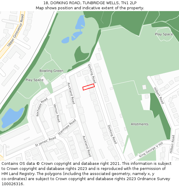 18, DORKING ROAD, TUNBRIDGE WELLS, TN1 2LP: Location map and indicative extent of plot