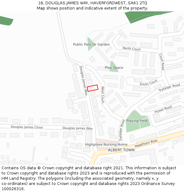 18, DOUGLAS JAMES WAY, HAVERFORDWEST, SA61 2TQ: Location map and indicative extent of plot