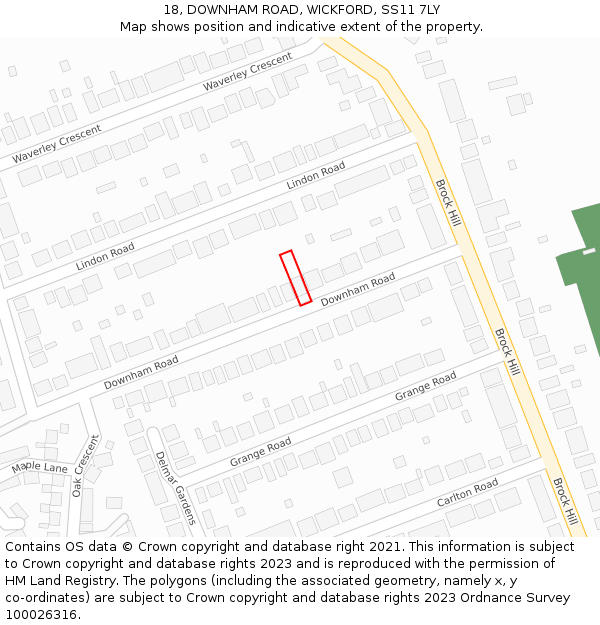 18, DOWNHAM ROAD, WICKFORD, SS11 7LY: Location map and indicative extent of plot