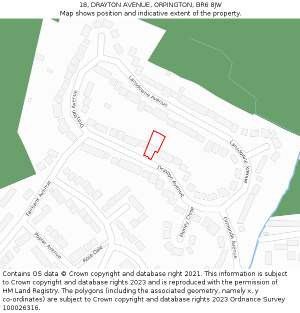 18, DRAYTON AVENUE, ORPINGTON, BR6 8JW: Location map and indicative extent of plot