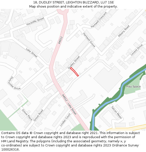 18, DUDLEY STREET, LEIGHTON BUZZARD, LU7 1SE: Location map and indicative extent of plot