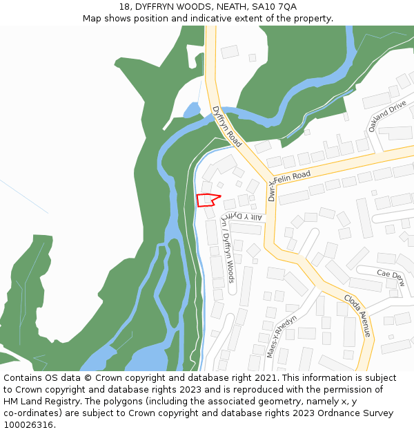 18, DYFFRYN WOODS, NEATH, SA10 7QA: Location map and indicative extent of plot