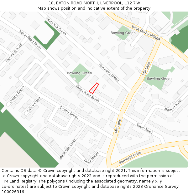 18, EATON ROAD NORTH, LIVERPOOL, L12 7JW: Location map and indicative extent of plot