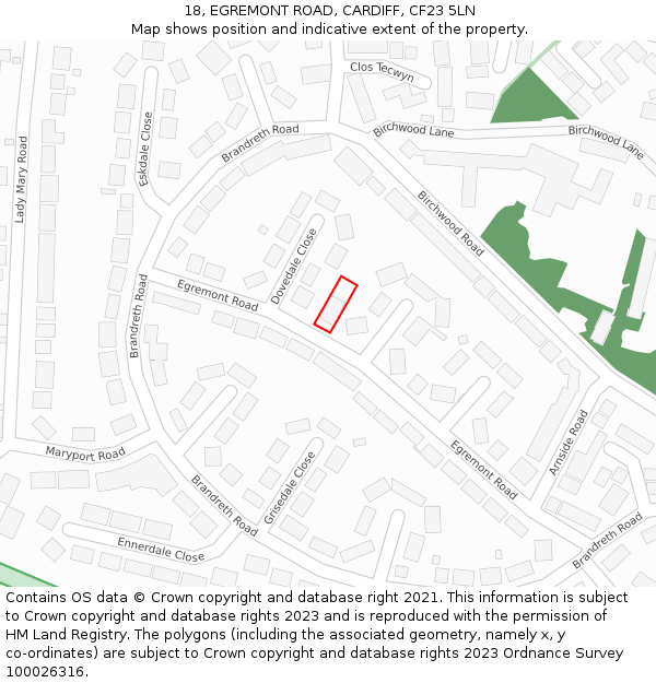 18, EGREMONT ROAD, CARDIFF, CF23 5LN: Location map and indicative extent of plot