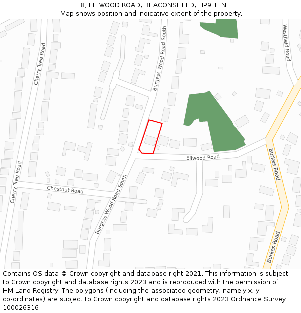 18, ELLWOOD ROAD, BEACONSFIELD, HP9 1EN: Location map and indicative extent of plot