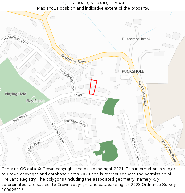 18, ELM ROAD, STROUD, GL5 4NT: Location map and indicative extent of plot