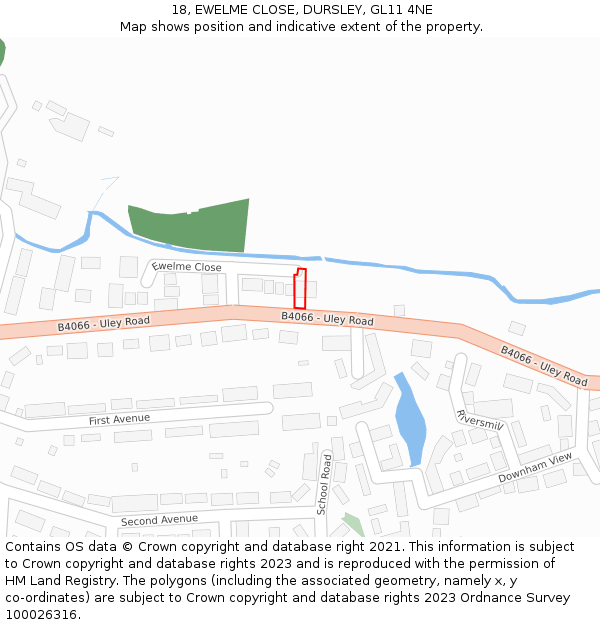 18, EWELME CLOSE, DURSLEY, GL11 4NE: Location map and indicative extent of plot