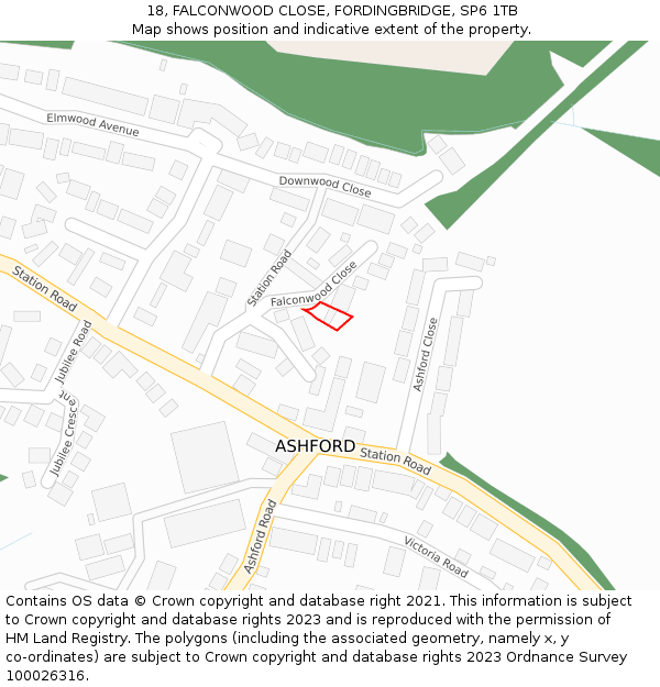 18, FALCONWOOD CLOSE, FORDINGBRIDGE, SP6 1TB: Location map and indicative extent of plot