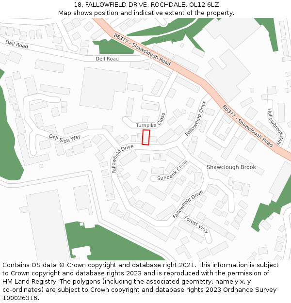 18, FALLOWFIELD DRIVE, ROCHDALE, OL12 6LZ: Location map and indicative extent of plot