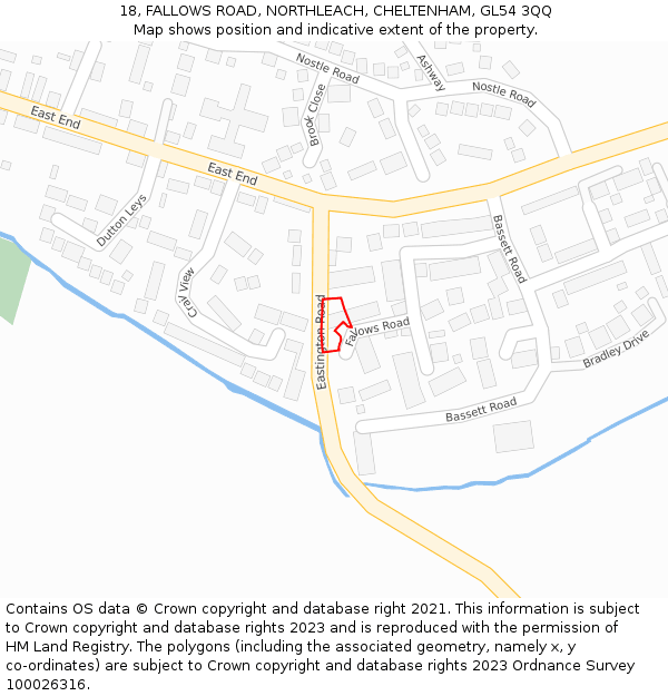 18, FALLOWS ROAD, NORTHLEACH, CHELTENHAM, GL54 3QQ: Location map and indicative extent of plot