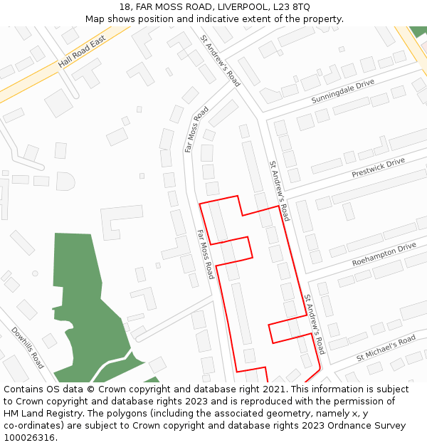 18, FAR MOSS ROAD, LIVERPOOL, L23 8TQ: Location map and indicative extent of plot