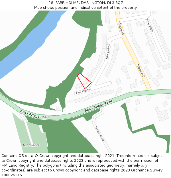 18, FARR HOLME, DARLINGTON, DL3 8QZ: Location map and indicative extent of plot