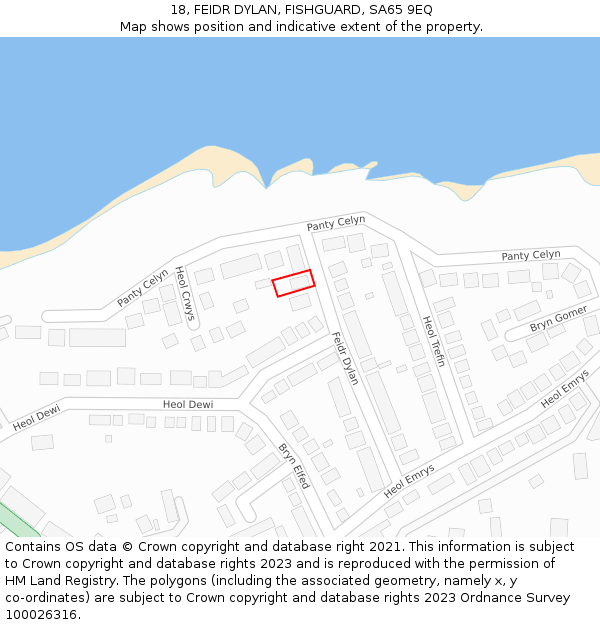 18, FEIDR DYLAN, FISHGUARD, SA65 9EQ: Location map and indicative extent of plot