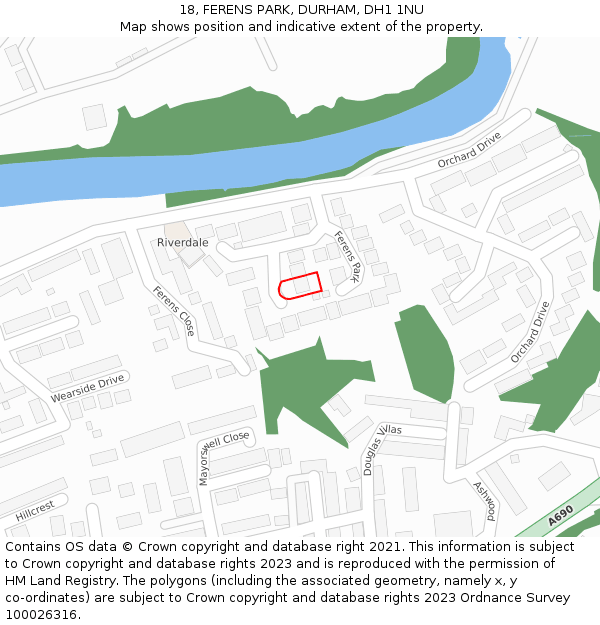 18, FERENS PARK, DURHAM, DH1 1NU: Location map and indicative extent of plot