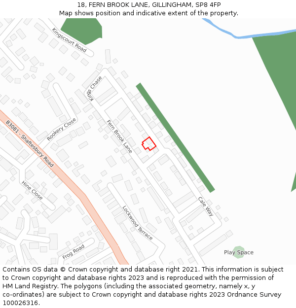 18, FERN BROOK LANE, GILLINGHAM, SP8 4FP: Location map and indicative extent of plot